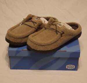 Hey Dude Wally Slip Sherpa Men's Casual Mules in Timber Wolf